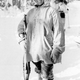Simo Häyhä after being awarded with the honorary rifle model 28. Image via Finnish Military Archives/Wikimedia.